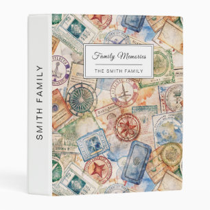 Rustic Passport Stamp Travel Pattern (9) Mini Binder