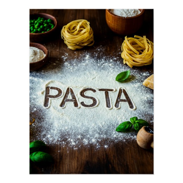 Rustic Pasta Still Life Art – Culinary Kitchen Dec Poster (Front)