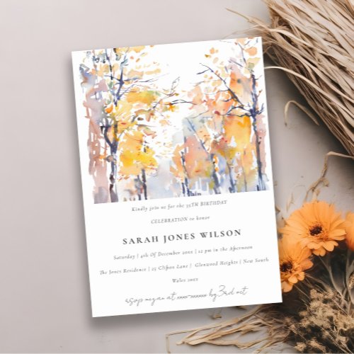 Rustic Pastel Autumn Fall Landscape Birthday Invitation