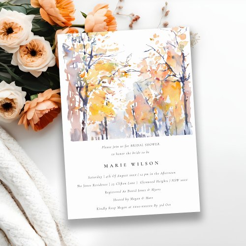 Rustic Pastel Autumn Fall Landscape Bridal Shower Invitation