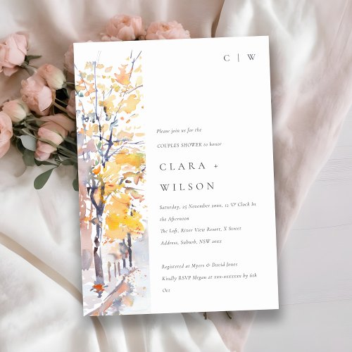 Rustic Pastel Autumn Fall Landscape Couples Shower Invitation