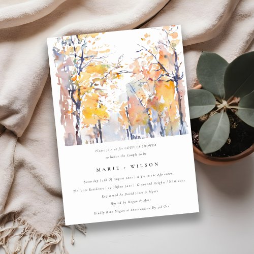 Rustic Pastel Autumn Fall Landscape Couples Shower Invitation