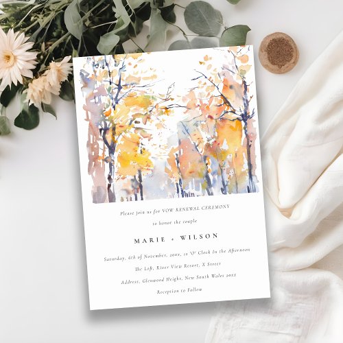 Rustic Pastel Autumn Fall Landscape Vow Renewal  Invitation