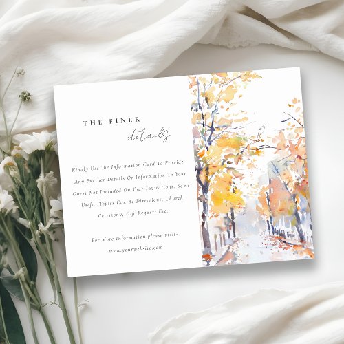 Rustic Pastel Autumn Fall Landscape Wedding Detail Enclosure Card