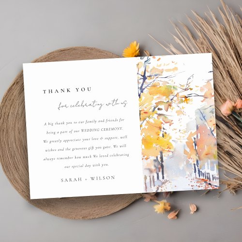 Rustic Pastel Autumn Fall Landscape Wedding Detail Thank You Card