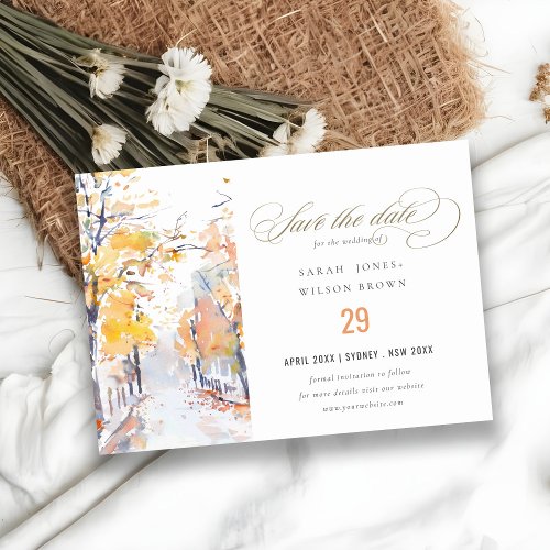 Rustic Pastel Autumn Fall Landscape Wedding Save The Date