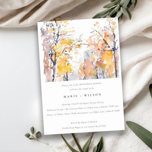 Rustic Pastel Autumn Landscape Rehearsal Dinner Invitation