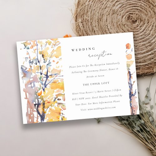 Rustic Pastel Autumn Landscape Wedding Reception Enclosure Card