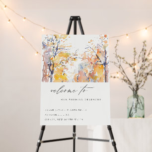 Rustic Pastel Autumn Landscape Wedding Welcome Foam Board