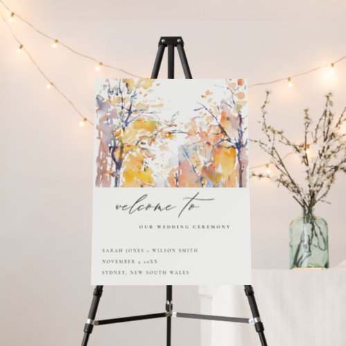 Rustic Pastel Autumn Landscape Wedding Welcome Foam Board