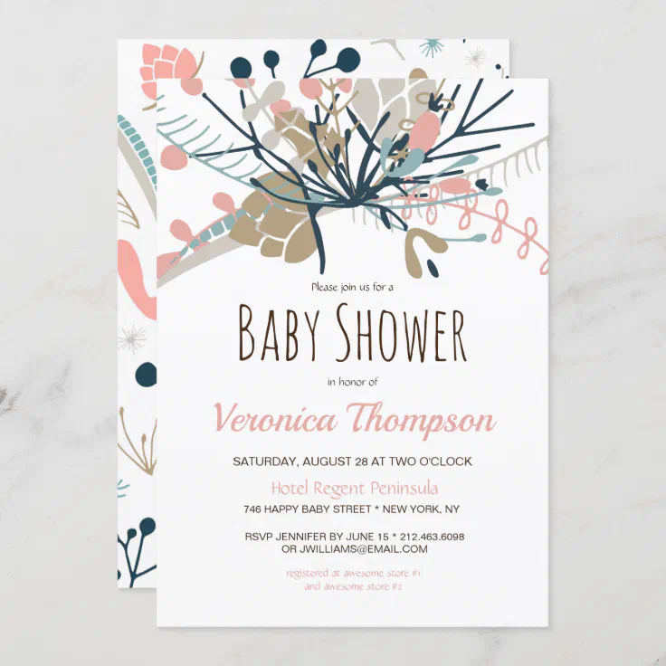 Rustic Pastel Botanical Baby Shower Invitation | Zazzle