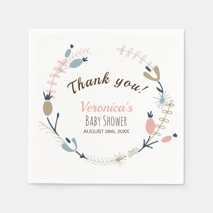 Rustic Pastel Botanical Baby Shower Napkins Zazzle