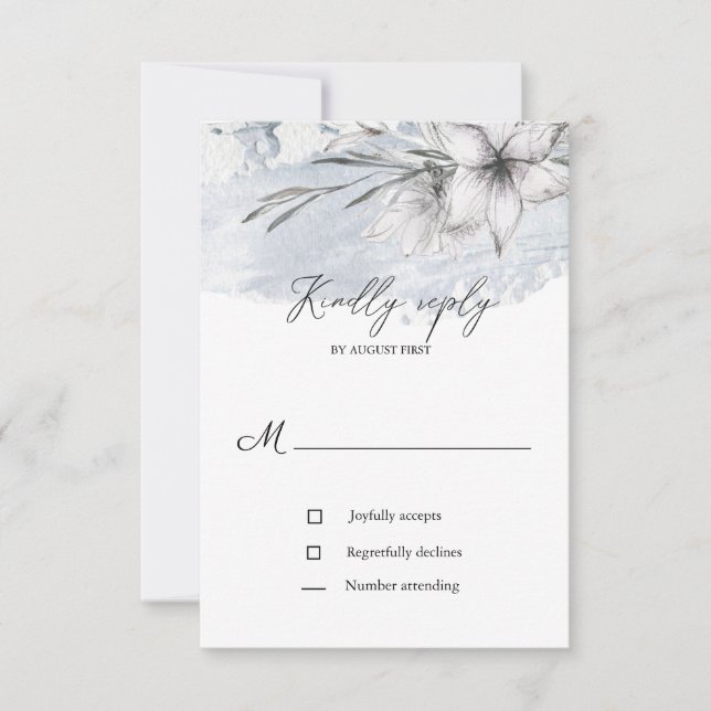rustic pastel botanics rsvp wedding card (Front)