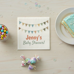 Rustic pastel bunting baby shower napkins