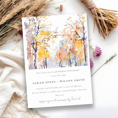 Rustic Pastel Fall Landscape Wedding Anniversary Invitation