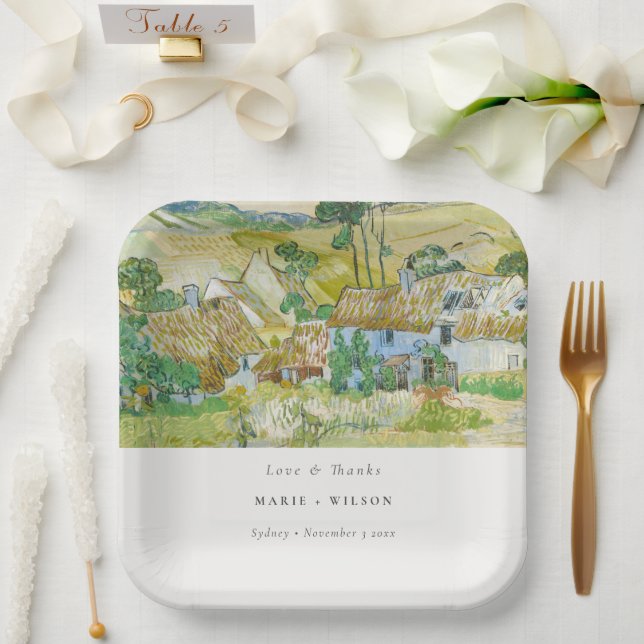 Rustic Pastel Fields Mountain Landscape Wedding Paper Plates (Wedding)