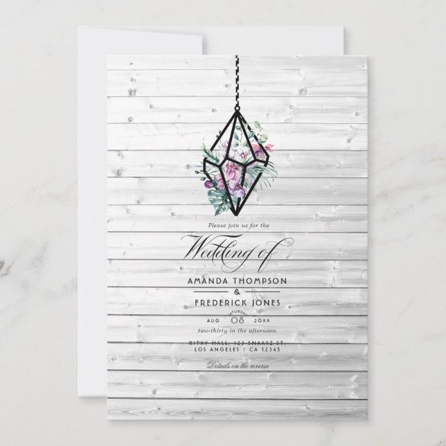  Rustic Pastel Floral Terrarium Garden Wedding Invitation (Front)