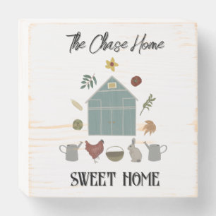 Rustic Pastel Hand-Drawn Barn and Animals Wooden Box Sign