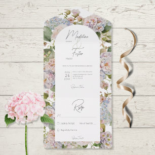 Rustic Pastel Hydrangeas White Arch No Dinner All In One Invitation