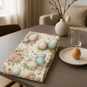 Rustic Pastel Spring Easter Bunny Decorative Eggs Cloth Napkin
