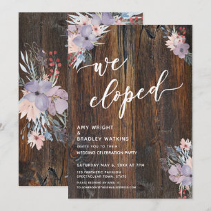 Rustic Pastel Watercolor Floral We Eloped Invitation