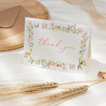Rustic Pastel Wildflower Frame Bridal Shower Thank Thank You Card<br><div class="desc">Pretty folded floral bridal shower thank you card with a frame of watercolor wildflowers surrounding a white frame and "thank you" in the center in coral modern calligraphy style font.</div>