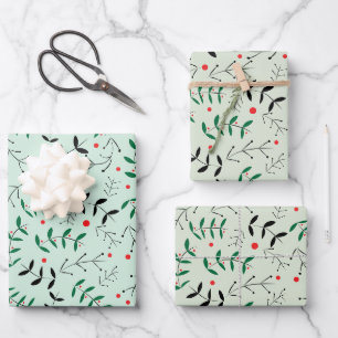 Rustic Pastel Winter Woodland Greenery Wrapping Paper Sheets