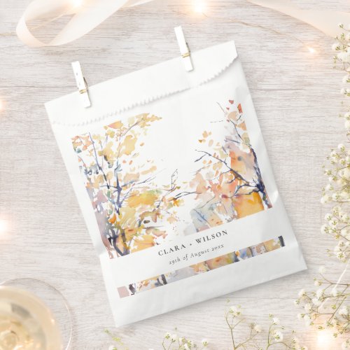 Rustic Pastel Yellow Autumn Fall Landscape Wedding Favor Bag