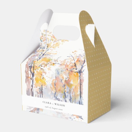 Rustic Pastel Yellow Autumn Fall Landscape Wedding Favor Boxes