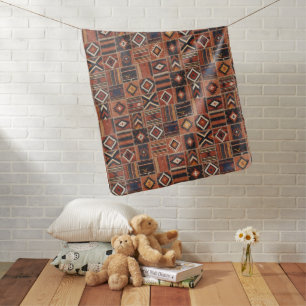 Rustic Patchwork Kilim Geometric Tapestry Baby Blanket