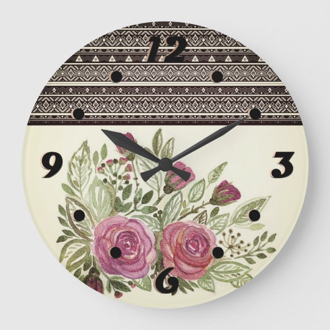 Rustic patchwork large clock (Front)
