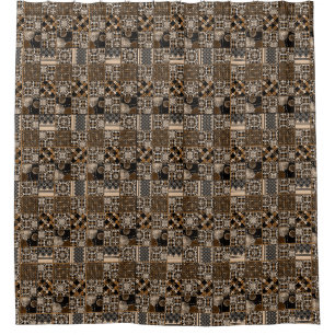 Rustic patchwork pattern shower curtain