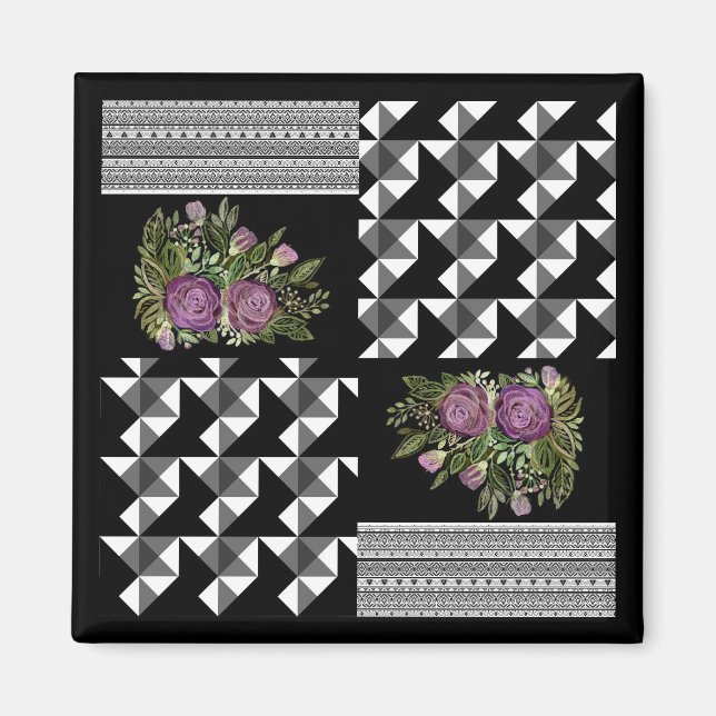 Rustic, patchwork, roses magnet (Front)