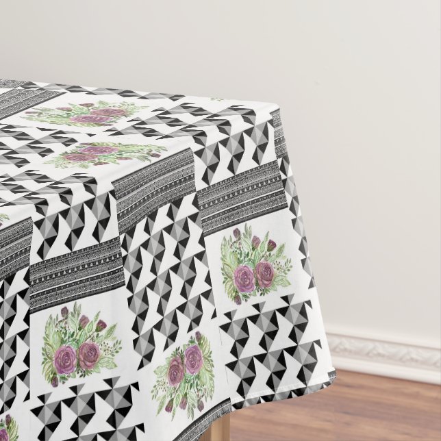 Rustic, patchwork, roses tablecloth (In Situ)