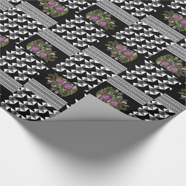 Rustic, patchwork, roses wrapping paper (Corner)