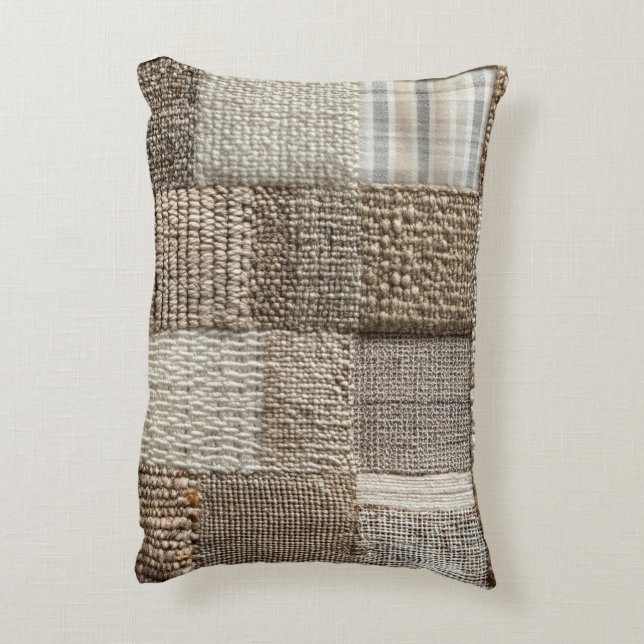 Rustic Patchwork Texture Pillow (Back(Vertical))