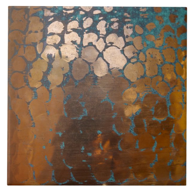 Rustic Patina Copper Ceramic Tile (Front)