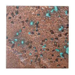 Rustic Patina Copper With Turquoise Ceramic Tile