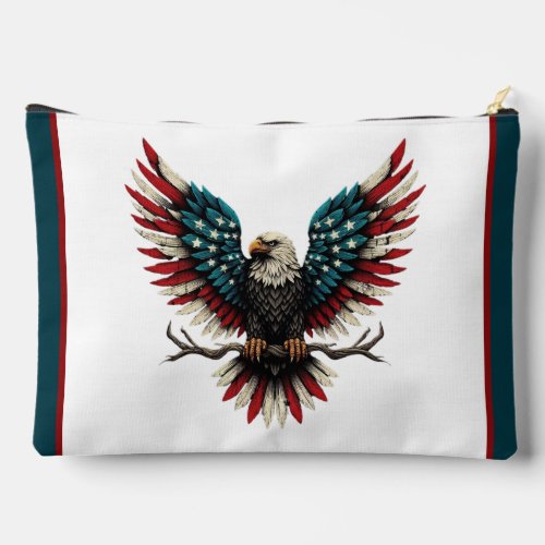 Rustic patriotic AmericanUSA bald eagle Accessory Pouch