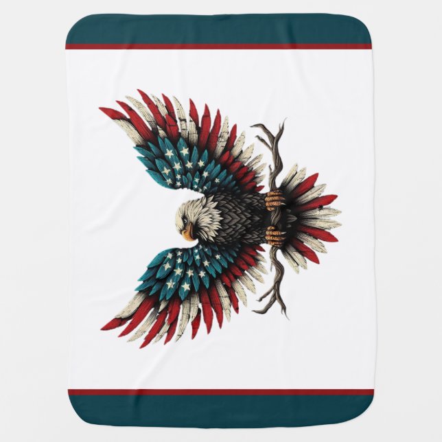 Rustic patriotic American/USA bald eagle Baby Blanket (Front)