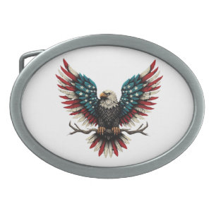 Rustic patriotic American/USA bald eagle Belt Buckle