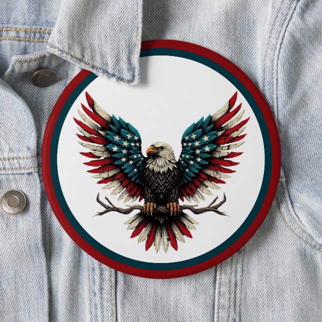 Rustic patriotic American/USA bald eagle Button (In Situ)