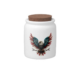 Rustic patriotic American/USA bald eagle Candy Jar