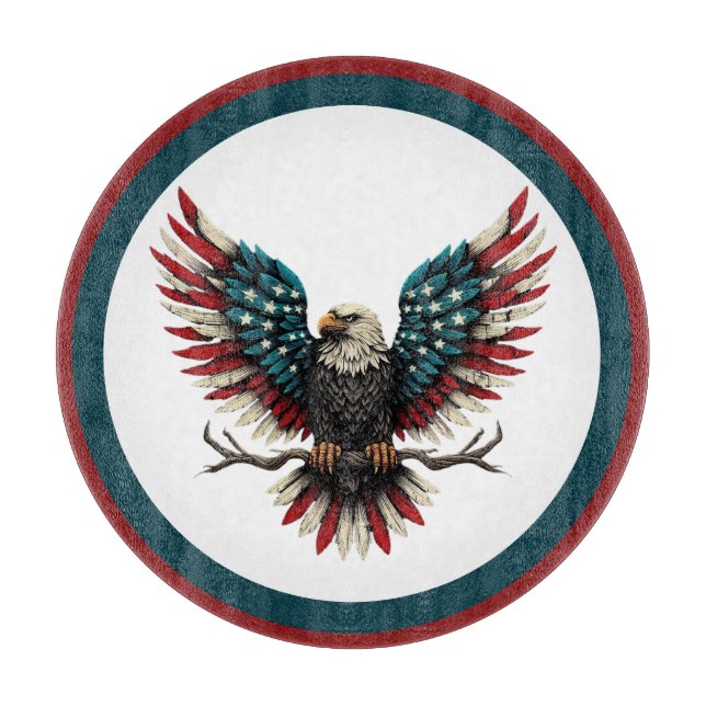 Rustic patriotic American/USA bald eagle Cutting Board (Front)