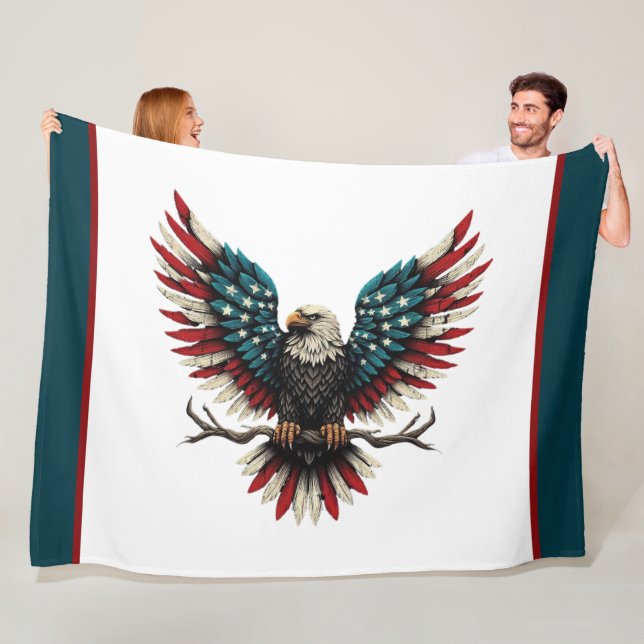Rustic patriotic American/USA bald eagle Fleece Blanket (In Situ)