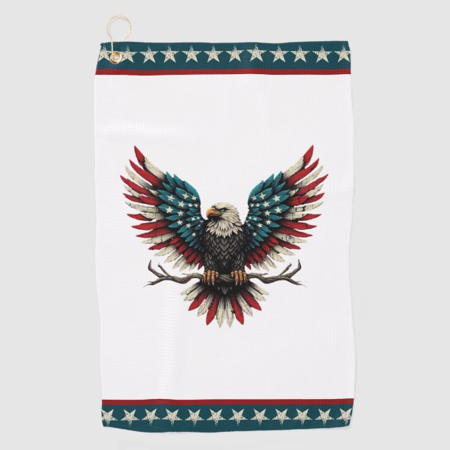 Rustic patriotic American/USA bald eagle Golf Towel (Front)