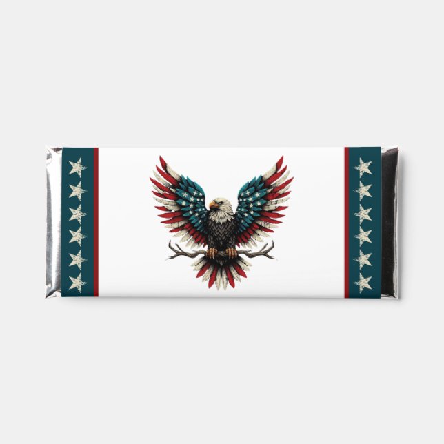 Rustic patriotic American/USA bald eagle Hershey Bar Favors (Front)