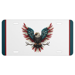 Rustic patriotic American/USA bald eagle License Plate