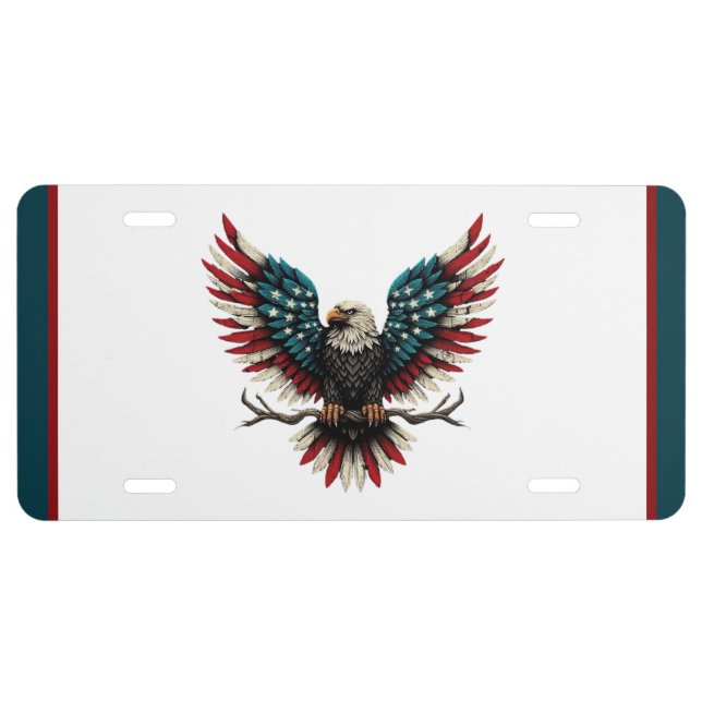 Rustic patriotic American/USA bald eagle License Plate (Front)