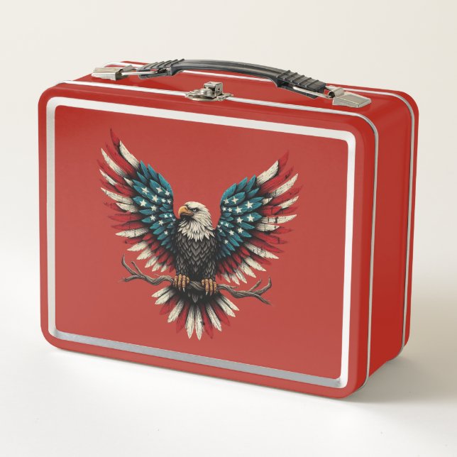 Rustic patriotic American/USA bald eagle Metal Lunch Box (Front)